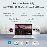 ASUS ZENBOOK 14 OLED (2023), INTEL CORE I7 - 1360P 13TH GEN, 14" (35.56 CM) 2.8K 90HZ OLED, THIN & LIGHT LAPTOP (16GB/512GB SSD/IRIS XE/WIN 11/OFFICE 2021/75W BATTERY/SILVER/1.39 KG), UX3402VA - KN742WS - SWIFT PERIPHERALS90NB10G7-M005R0