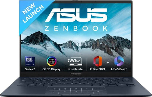 ASUS ZENBOOK 14 OLED (2025) WITH OFFICE 2024 + M365 BASIC*, AI PC INTEL CORE ULTRA 7 255H - (32 GB/1 TB SSD/WINDOWS 11 HOME) UX3405CA - PZ163WS THIN AND LIGHT LAPTOP (14 INCH, PONDER BLUE, 1.28 KG, WITH MS OFFICE) - SWIFT PERIPHERALS90NB14W3-M00EA0