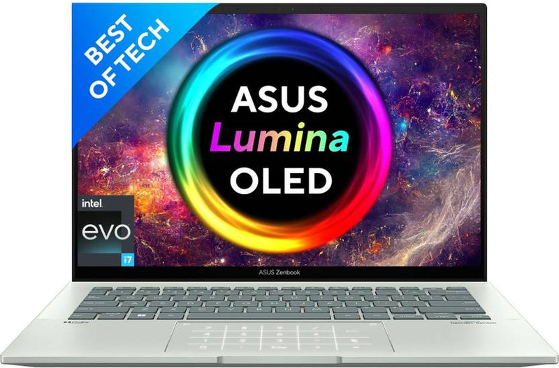 ASUS ZENBOOK 14 OLED INTEL EVO P - SERIES INTEL CORE I7 12TH GEN - (16 GB/512 GB SSD/WINDOWS 11 HOME) UX3402ZA - KM732WS LAPTOP (14 INCH, AQUA CELADON, WITH MS OFFICE) - SWIFT PERIPHERALS90NB0WC2-M00380