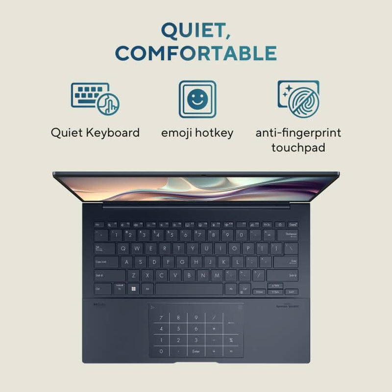 ASUS ZENBOOK 14 OLED, LIGHT WEIGHT LAPTOP, AI - POWERED INTEL EVO CORE ULTRA 7 155H (16GB/1TB/INTEL ARC GRPH/35.56 CM (14) 3K/WINDOWS 11 HOME) UX3405MA - PZ752WS - SWIFT PERIPHERALS90NB11R3-M00560