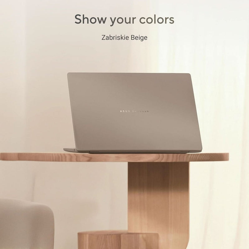 ASUS ZENBOOK A14, SNAPDRAGON X ELITE PROCESSOR,(QUALCOMM ADRENO IGPU/16GB RAM/512GB SSD/WINDOWS 11 HOME/MS OFFICE 365 BASIC (1YEAR)*/14 INCH FHD+ OLED/AI PC/ZABRISKIE BEIGE/0.98 KG), UX3407RA - QD054WS - SWIFT PERIPHERALS90NB16G1-M004W0