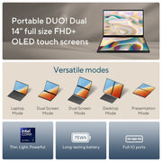 ASUS ZENBOOK DUO OLED 2024 UX8406MA - QL761WS LAPTOP (INTEL CORE ULTRA 7 155H/ 32GB/ 1TB SSD/ WIN11) - SWIFT PERIPHERALS1089727