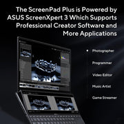 ASUS ZENBOOK PRO 14 DUO OLED (2022) DUAL SCREEN, 14.5" (36.83 CM) 2.8K OLED 120HZ TOUCH, CREATOR/GAMING LAPTOP, INTEL EVO CORE I7 12TH GEN, (16GB/1TB/4GB RTX 3050 TI/BLACK/1.75 KG), UX8402ZE - M711WS - SWIFT PERIPHERALS90NB0X82-M00610