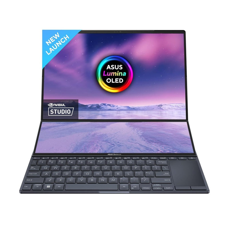 ASUS ZENBOOK PRO 14 DUO OLED 2023, INTEL CORE I9 - 13900H 13TH GEN, TOUCH 14.5 - INCH 2.8K 120HZ, DUAL SCREEN LAPTOP (32GB/1TB SSD/NVIDIA GEFORCE RTX 4050 /WIN11/76WHR/BLACK/1.75 KG),UX8402VU - MZ961WS - SWIFT PERIPHERALS90NB10X2-M001J0