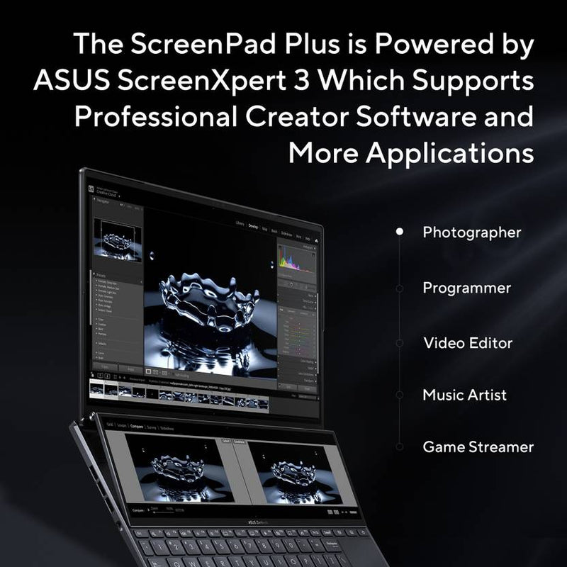 ASUS ZENBOOK PRO 14 DUO OLED WITH DUAL SCREEN TOUCH PANEL INTEL CORE I7 12TH GEN 12700H - (16 GB/1 TB SSD/WINDOWS 11 HOME/INTEL INTEGRATED IRIS XE) UX8402ZA - LM711WS - SWIFT PERIPHERALS90NB0X72-M002P0