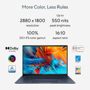 ASUS ZENBOOK S 13 OLED (2023), 1KG WEIGHT & 1CM THIN, INTEL CORE EVO I7 - 1355U 13TH GEN, 13.3 INCH 2.8K OLED, (16GB RAM & 1TB SSD), UX5304VA - NQ741WS MARSHMALLOW MD100 MOUSE (BLUE) - SWIFT PERIPHERALS90NB0Z93-M009C0