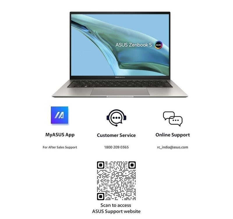 ASUS ZENBOOK S 13 OLED (2023), 1KG WEIGHT & 1CM THIN, INTEL CORE EVO I7 - 1355U 13TH GEN, 13.3 INCH 2.8K OLED, THIN & LIGHT LAPTOP (32GB/1TB SSD/IRIS XE/WIN 11/OFFICE 2021/63WHRS/GREY), UX5304VA - NQ762WS - SWIFT PERIPHERALS90NB0Z92-M00AJ0
