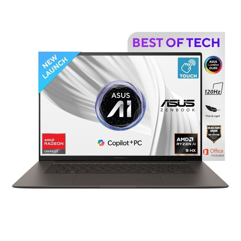 ASUS ZENBOOK S 16, 16" 3K OLED TOUCH SCREEN,AMD RYZEN AI 9 HX 370,COPILOT+ PC (32GB RAM/1 TB SSD/RADEON 890M IGPU/M365 BASIC (1YEAR)*/WINDOWS 11/OFFICE 2024/ZUMAIA GRAY/1.2 KG),UM5606WA - RJ3310WS - SWIFT PERIPHERALS1092514