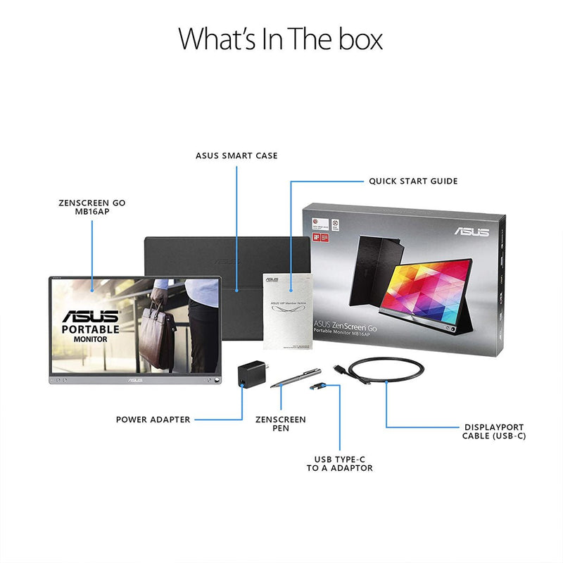 ASUS ZenScreen GO MB16AP 15.6 - inch Full HD IPS USB - C Portable Monitor with ZenScreen Pen - SWIFT PERIPHERALSMB16AP
