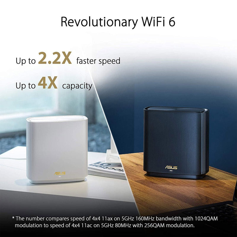 ASUS ZenWiFi AX XT8 Tri Band AX6600 WiFi 6 Router with Alexa and AiProtection - 1 Pack White - SWIFT PERIPHERALSXT8-1PK