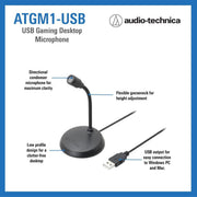 Audio Technica ATGM1 - USB Cardioid Condenser Desktop Microphone - SWIFT PERIPHERALSATGM1-USB