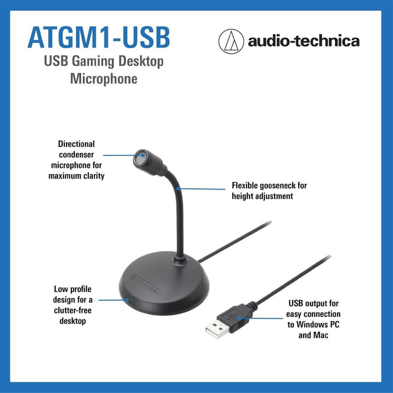 Audio Technica ATGM1 - USB Cardioid Condenser Desktop Microphone - SWIFT PERIPHERALSATGM1-USB
