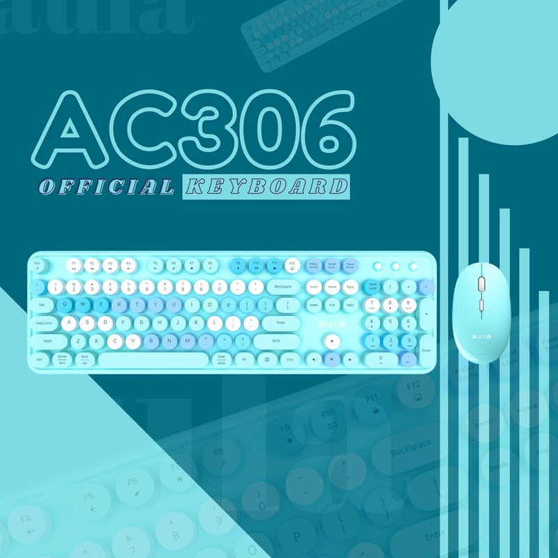 AULA AC306 WIRELESS KEYBOARD MIX BLUE - SWIFT PERIPHERALS1092469