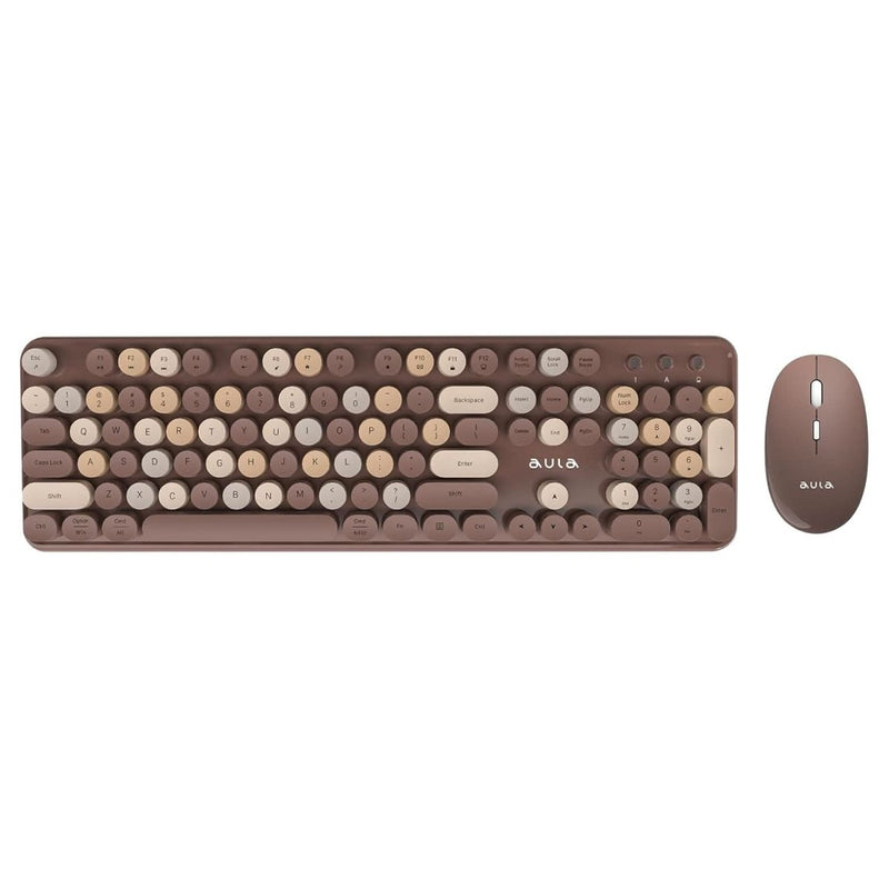 AULA AC306 WIRELESS KEYBOARD WITH RETRO KEYS ,MIX BROWN - SWIFT PERIPHERALS1092470
