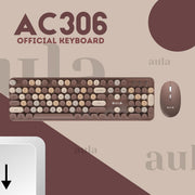 AULA AC306 WIRELESS KEYBOARD WITH RETRO KEYS ,MIX BROWN - SWIFT PERIPHERALS1092470