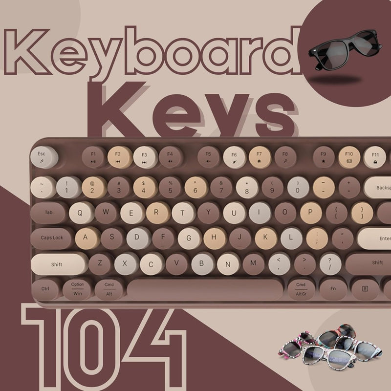 AULA AC306 WIRELESS KEYBOARD WITH RETRO KEYS ,MIX BROWN - SWIFT PERIPHERALS1092470