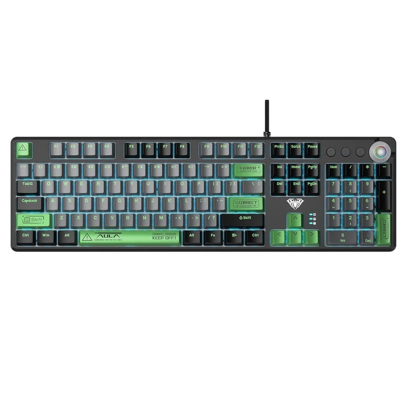AULA F2088PRO BLACK GREY GREEN MECHANICAL GAMING KEYBOARD - SWIFT PERIPHERALSAula0016