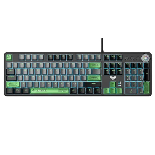 AULA F2088PRO BLACK GREY GREEN MECHANICAL GAMING KEYBOARD - SWIFT PERIPHERALSAula0016