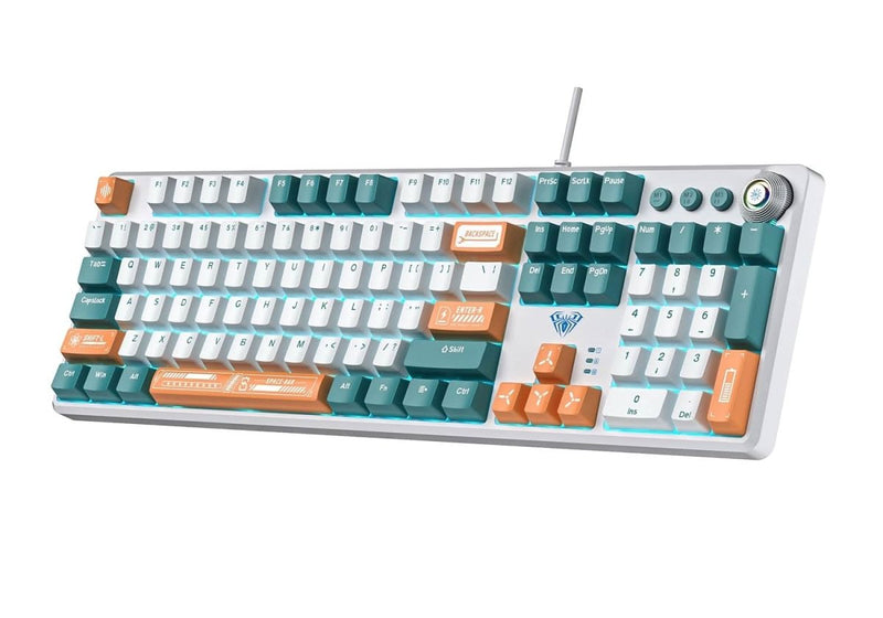 AULA F2088PRO WHITE ORANGE BLUE MECHANICAL GAMING KEYBOARD - SWIFT PERIPHERALSAula0027