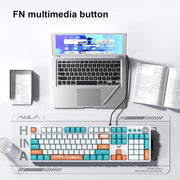 AULA F2088PRO WHITE ORANGE BLUE MECHANICAL GAMING KEYBOARD - SWIFT PERIPHERALSAula0027