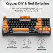AULA F3032 WIRED RGB BACKLIGHT MECHANICAL GAMING KEYBOARD | 87 KEYS COMPACT, UNIQUE 11 SIDE LIGHT, 60 MILLION KEYSTROKE, DETACHABLE WIRED COMPUTER KEYBOARDS FOR WINDOWS PC | ORANGE + BLACK, RED SWITCH - SWIFT PERIPHERALSF3032OBRd