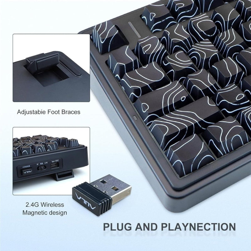 AULA F75 75% SIDE ENGRAVED TRI MODE TKL 80 KEYS WIRELESS MECHANICAL GAMING KEYBOARD WITH KNOB | 4000MAH BATTERY, SOUTH - FACING RGB BACKLIT PRE - LUBED HOT SWAPPABLE | BLACK CONTOUR - STAR VECTOR SWITCHES - SWIFT PERIPHERALSF75BCS