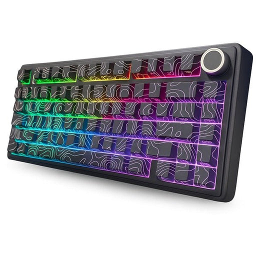 AULA F75 75% SIDE ENGRAVED TRI MODE TKL 80 KEYS WIRELESS MECHANICAL GAMING KEYBOARD WITH KNOB | 4000MAH BATTERY, SOUTH - FACING RGB BACKLIT PRE - LUBED HOT SWAPPABLE | BLACK CONTOUR - STAR VECTOR SWITCHES - SWIFT PERIPHERALSF75BCS