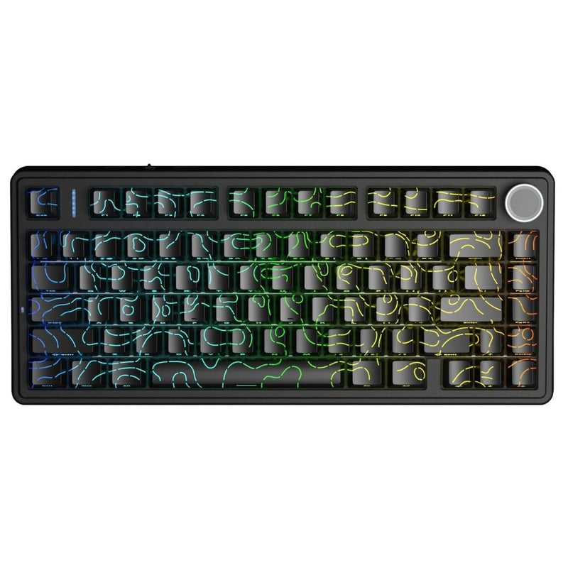AULA F75 75% SIDE ENGRAVED TRI MODE TKL 80 KEYS WIRELESS MECHANICAL GAMING KEYBOARD WITH KNOB | 4000MAH BATTERY, SOUTH - FACING RGB BACKLIT PRE - LUBED HOT SWAPPABLE | BLACK CONTOUR - STAR VECTOR SWITCHES - SWIFT PERIPHERALSF75BCS