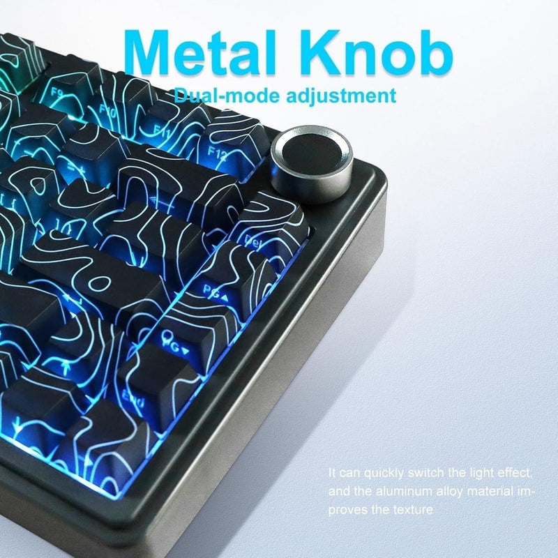 AULA F75 75% SIDE ENGRAVED TRI MODE TKL 80 KEYS WIRELESS MECHANICAL GAMING KEYBOARD WITH KNOB | 4000MAH BATTERY, SOUTH - FACING RGB BACKLIT PRE - LUBED HOT SWAPPABLE | BLACK CONTOUR - STAR VECTOR SWITCHES - SWIFT PERIPHERALSF75BCS