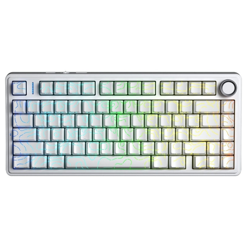 AULA F75 75% SIDE ENGRAVED TRI MODE TKL 80 KEYS WIRELESS MECHANICAL GAMING KEYBOARD WITH KNOB | 4000MAH BATTERY, SOUTH - FACING RGB BACKLIT PRE - LUBED HOT SWAPPABLE | WHITE CONTOUR - STAR VECTOR SWITCHES - SWIFT PERIPHERALSF75WCS