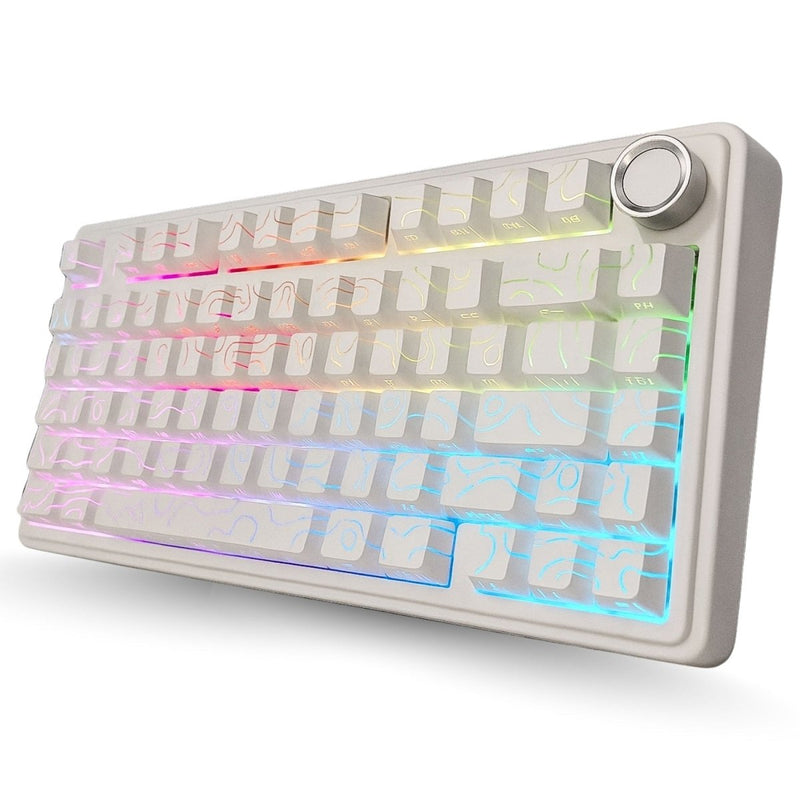 AULA F75 75% SIDE ENGRAVED TRI MODE TKL 80 KEYS WIRELESS MECHANICAL GAMING KEYBOARD WITH KNOB | 4000MAH BATTERY, SOUTH - FACING RGB BACKLIT PRE - LUBED HOT SWAPPABLE | WHITE CONTOUR - STAR VECTOR SWITCHES - SWIFT PERIPHERALSF75WCS