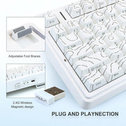 AULA F75 75% SIDE ENGRAVED TRI MODE TKL 80 KEYS WIRELESS MECHANICAL GAMING KEYBOARD WITH KNOB | 4000MAH BATTERY, SOUTH - FACING RGB BACKLIT PRE - LUBED HOT SWAPPABLE | WHITE CONTOUR - STAR VECTOR SWITCHES - SWIFT PERIPHERALSF75WCS