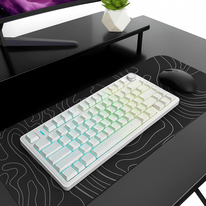 AULA F75 75% SIDE ENGRAVED TRI MODE TKL 80 KEYS WIRELESS MECHANICAL GAMING KEYBOARD WITH KNOB | 4000MAH BATTERY, SOUTH - FACING RGB BACKLIT PRE - LUBED HOT SWAPPABLE | WHITE CONTOUR - STAR VECTOR SWITCHES - SWIFT PERIPHERALSF75WCS