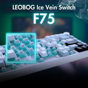 AULA F75 75% WIRELESS MECHANICAL KEYBOARD | HOT SWAPPABLE | PRE - LUBED LINEAR SWITCHES | RGB BACKLIT | 2.4GHZ/TYPE - C/BLUETOOTH GAMING KEYBOARD (ICE BLUE, ICE VEIN SWITCH) - SWIFT PERIPHERALSF75IUV