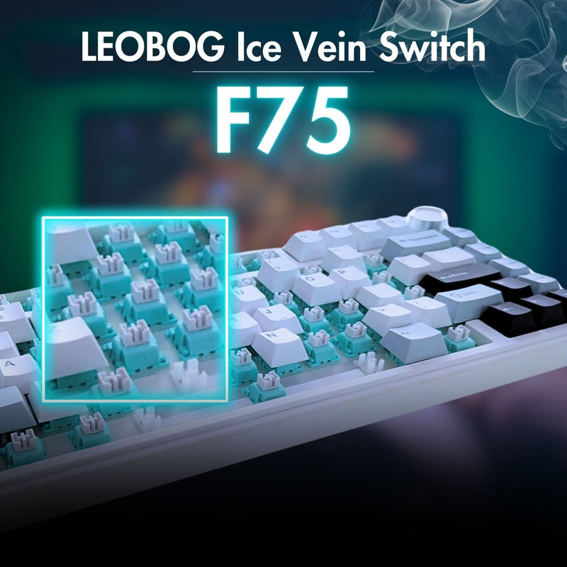AULA F75 75% WIRELESS MECHANICAL KEYBOARD | HOT SWAPPABLE | PRE - LUBED LINEAR SWITCHES | RGB BACKLIT | 2.4GHZ/TYPE - C/BLUETOOTH GAMING KEYBOARD (ICE BLUE, ICE VEIN SWITCH) - SWIFT PERIPHERALSF75IUV