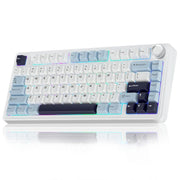 AULA F75 75% WIRELESS MECHANICAL KEYBOARD | HOT SWAPPABLE | PRE - LUBED LINEAR SWITCHES | RGB BACKLIT | 2.4GHZ/TYPE - C/BLUETOOTH GAMING KEYBOARD (ICE BLUE, ICE VEIN SWITCH) - SWIFT PERIPHERALSF75IUV