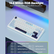 AULA F75 75% WIRELESS MECHANICAL KEYBOARD | HOT SWAPPABLE | PRE - LUBED LINEAR SWITCHES | RGB BACKLIT | 2.4GHZ/TYPE - C/BLUETOOTH GAMING KEYBOARD (ICE BLUE, REAPER SWITCH) - SWIFT PERIPHERALSF75IUR