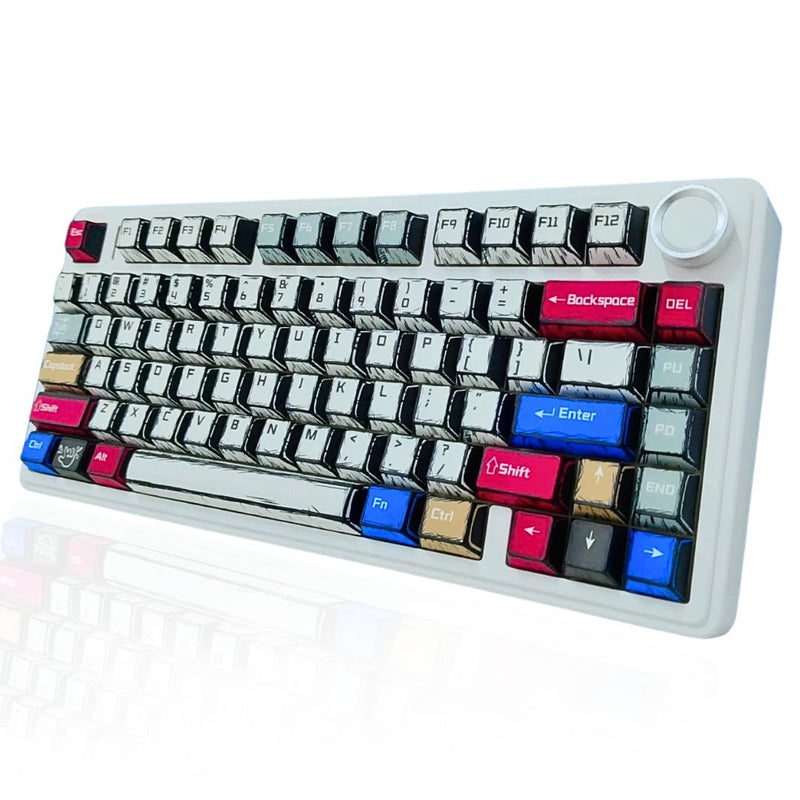 AULA F75 75% WIRELESS RGB BACKLIT TRI - MODE GAMING MECHANICAL KEYBOARD WITH KNOB | 80 KEYS COMPACT KEYBOARD, PRE - LUBED GASKET HOT - SWAPPABLE | BLUETOOTH/2.4GHZ/TYPE - C | COMIC KEYCAP - REAPER SWITCHES - SWIFT PERIPHERALSF75CKR