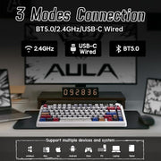 AULA F75 75% WIRELESS RGB BACKLIT TRI - MODE GAMING MECHANICAL KEYBOARD WITH KNOB | 80 KEYS COMPACT KEYBOARD, PRE - LUBED GASKET HOT - SWAPPABLE | BLUETOOTH/2.4GHZ/TYPE - C | COMIC KEYCAP - REAPER SWITCHES - SWIFT PERIPHERALSF75CKR