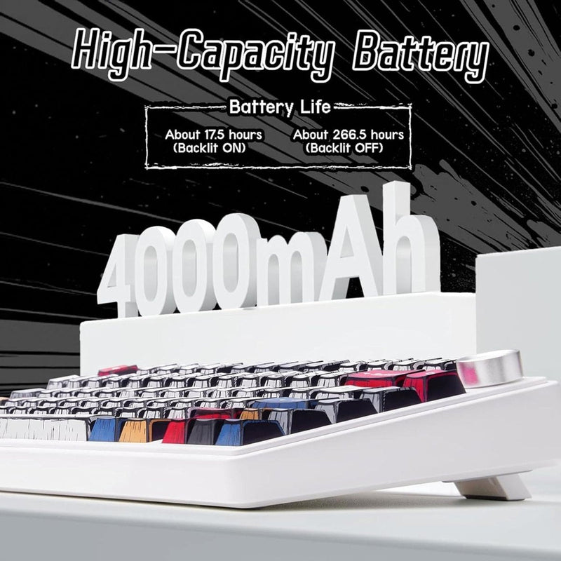 AULA F75 75% WIRELESS RGB BACKLIT TRI - MODE GAMING MECHANICAL KEYBOARD WITH KNOB | 80 KEYS COMPACT KEYBOARD, PRE - LUBED GASKET HOT - SWAPPABLE | BLUETOOTH/2.4GHZ/TYPE - C | COMIC KEYCAP - REAPER SWITCHES - SWIFT PERIPHERALSF75CKR