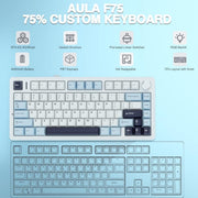 AULA F75 ICE BLUE ICE VEIN SWITCH MECHANICAL GAMING KEYBOARD - SWIFT PERIPHERALS1094018