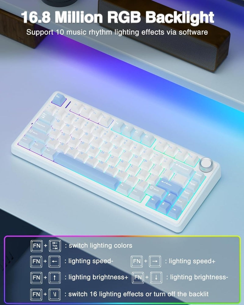 AULA F75 SEA BLUE GRAYWOOD SWITCH MECHANICAL GAMING KEYBOARD - SWIFT PERIPHERALS1092447