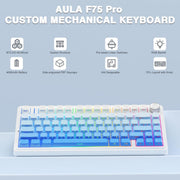 AULA F75 SIDE ENGRAVED MECHANICAL KEYBOARD WHITE + GRADIENT BLUE STAR VECTOR SWITCH - SWIFT PERIPHERALS1094002