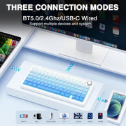 AULA F75 SIDE ENGRAVED MECHANICAL KEYBOARD WHITE + GRADIENT BLUE STAR VECTOR SWITCH - SWIFT PERIPHERALS1094002