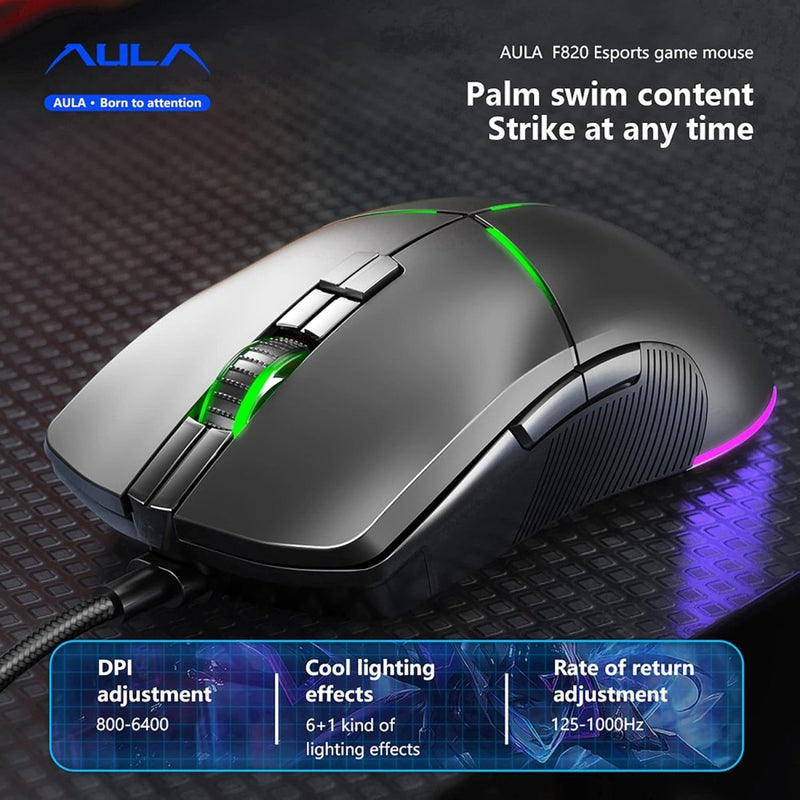 AULA F820 GAMING MOUSE BLACK - SWIFT PERIPHERALSAula0029
