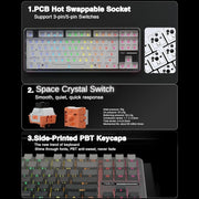 AULA F87 GRADIENT GRAY SPACE CRYSTAL SWITCH MECHANICAL GAMING KEYBOARD - SWIFT PERIPHERALS1094006