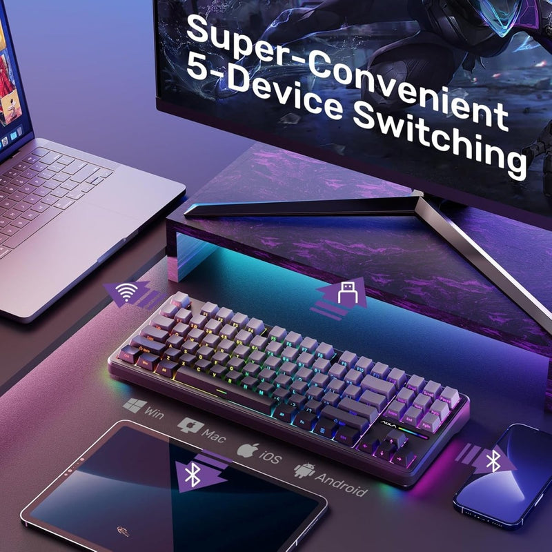 AULA F87 SIDE ENGRAVED GRADIENT GRAY REAPER SWITCH MECHANICAL GAMING KEYBOARD - SWIFT PERIPHERALSAula0028