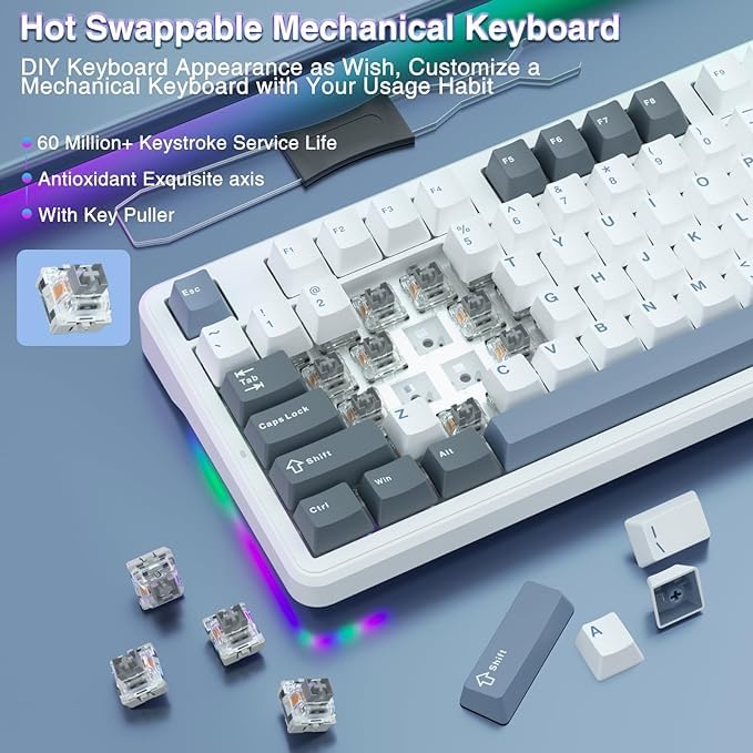 AULA F87 SMOKE BLUE SWITCH MECHANICAL GAMING KEYBOARD - SWIFT PERIPHERALS1094022