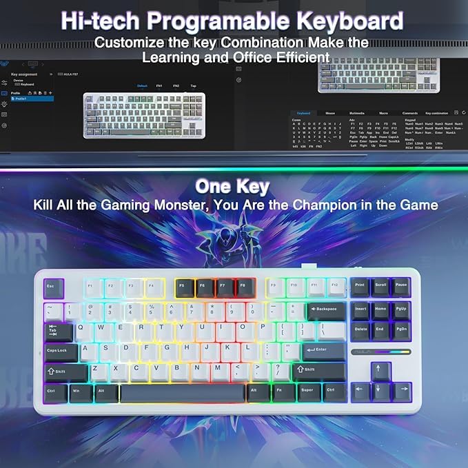 AULA F87 SMOKE BLUE SWITCH MECHANICAL GAMING KEYBOARD - SWIFT PERIPHERALS1094022