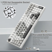 AULA F99 BLUE WHITE GRAYWOOD SWITCH MECHANICAL GAMING KEYBOARD - SWIFT PERIPHERALS1094005